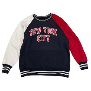 New York Popular New York City Varsity Sweatshirt | Large, Y2K Grunge Colorblock